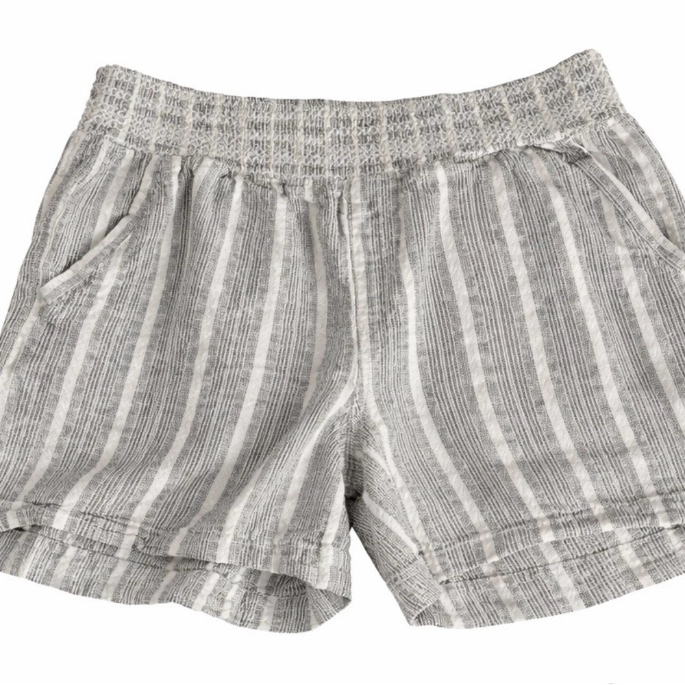 Striped Elastic-Waist Women's Shorts - Gray